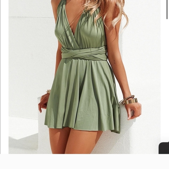 Xenia Boutique Backless Sage Green The Perfect Date Dress Small 4 Halter Multi - Picture 12 of 16